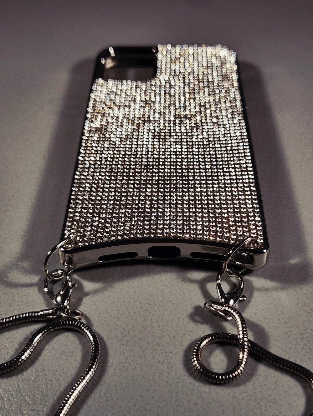 Silver Rhinestone Bling iPhone 11 Pro Case Crossbody Lanyard Crystal Purse Bling